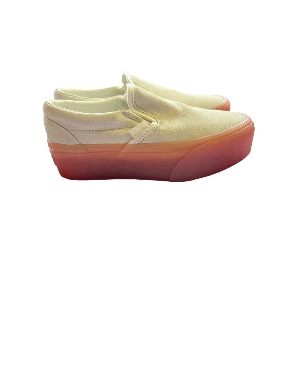 Vans Women's Slip-On Platform Sneakers in Offwhite with Peach/Tan Sole with Box
